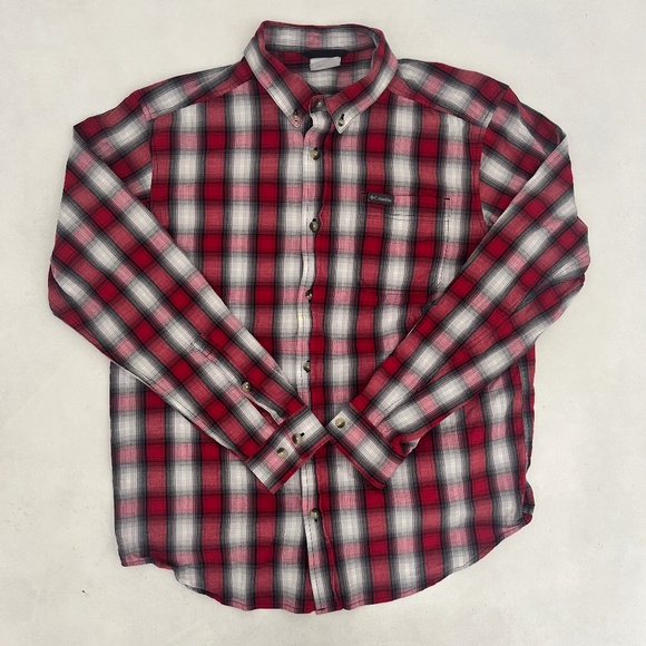 Columbia Sportswear Co. Mens Size L Button Down Shirt Red Plaid Long Sleeve - Picture 1 of 9